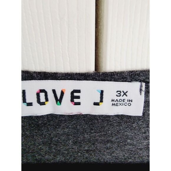 LOVE J 3X Women's Short Sleeve Top Sparkle High Heels & Jeans Gray SS‎ Swing Top - Picture 6 of 8